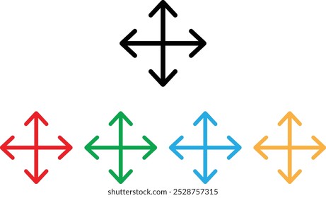 Ícone de movimento colorido definido em cores diferentes . Ícone de ajuste vetor