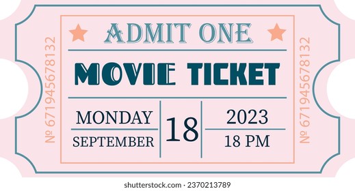 Colorful Movie Ticket on white background