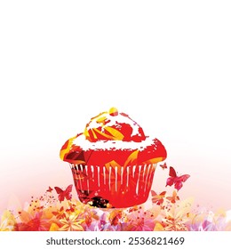 Colorful muffin cake vector illustration