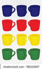 Colorful mug set. vector illustration