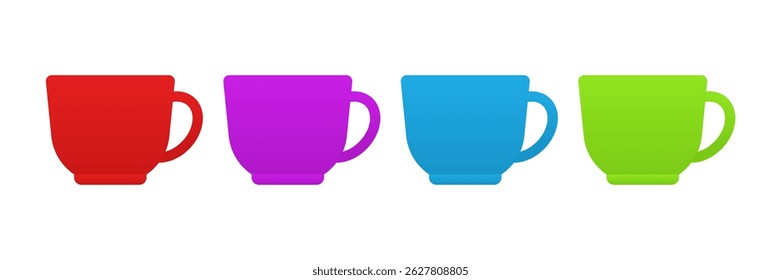 Colorful mug vector illustration set.