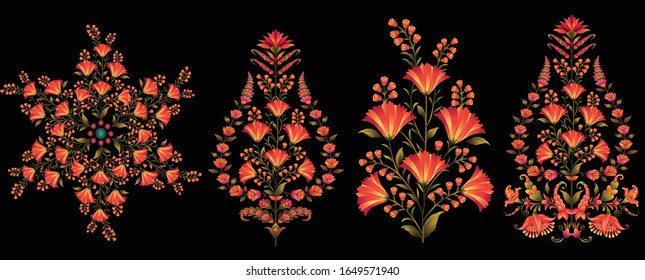  colorful mughal motif bunch design