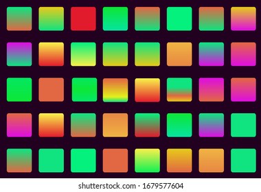 Colorful, multicolor big set of simple gradients, web color modern background with blur effect, app, mobile cover wallpaper