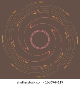 colorido, multicolor y monocromo cíclico, anillo concéntrico cíclico. espiral giratoria, vórtice, ballena. forma circular abstracta de bucle radial, elemento sobre fondo coloreado, fondo