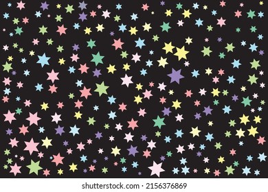 Colorful and multicolor ramdon star in black vector colorful background of stars confetti partie