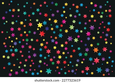 Colorful and multicolor ramdon star vector. colorful background black of stars , confetti. parties, festivities, textiles.