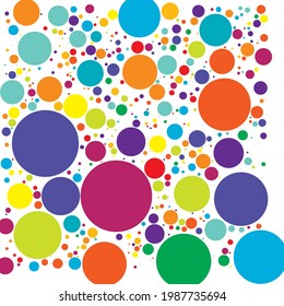 Colorful, multicolor random dots, circles. Dotted vector element, pattern