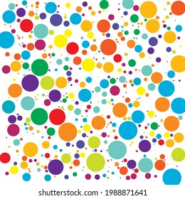 Colorful, multicolor random dots, circles. Dotted vector element, pattern