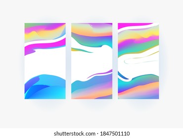 Fondo vertical de plantilla multicolor colorido. Diseño de banner en color líquido. El fluido forma la composición futurista. Vector 