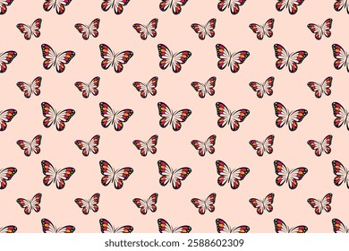 Colorful Multicolored Butterfly Pattern Background Template – Vibrant and Decorative Vector Illustration for Nature and Artistic Design Projects