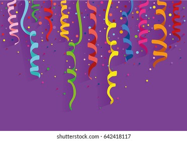 Colorful multicolored confetti. Holiday birthday. Vector. Greeting card or invitation.