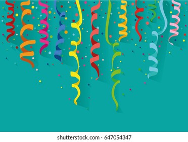 Colorful multicolored confetti. Holiday birthday. Vector. Greeting card or invitation.