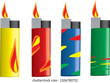 colorful multicolored lighters