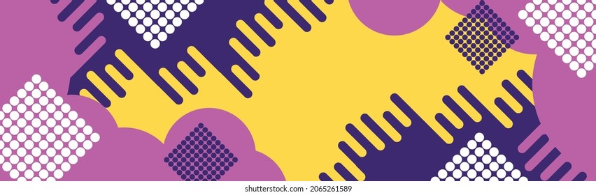 Fondo abstracto panorámico multicolor colorido de diferentes formas geométricas - Ilustración vectorial