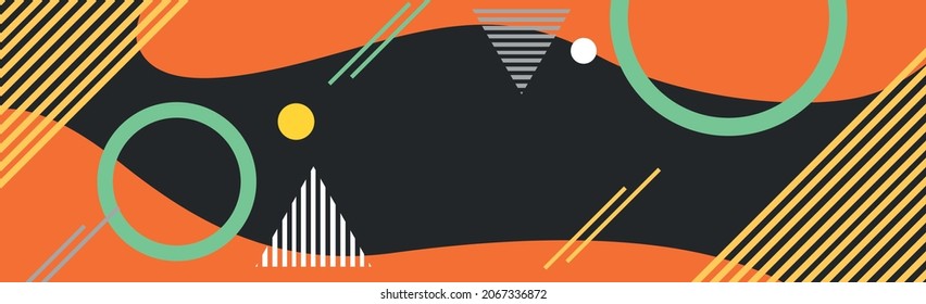 Colorful multicolored panoramic abstract background from different geometric shapes - Vector illustration