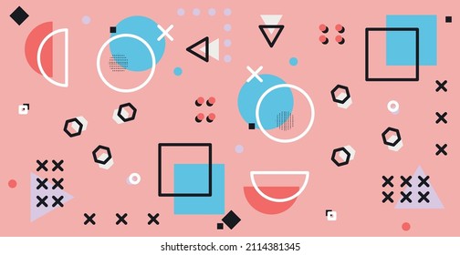 Colorful multicolored panoramic abstract background from different geometric shapes - Vector illustration