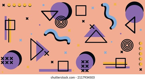 Colorful multicolored panoramic abstract background from different geometric shapes - Vector illustration