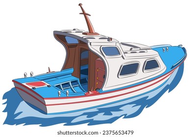 Colorful multicolored traditional Greek fishing boat.