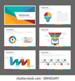 Colorful multipurpose presentation infographic element and light bulb symbol icon template flat design set for advertising marketing brochure flyer