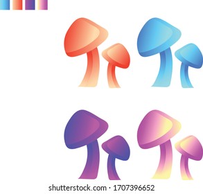 Colorful Mushroom Flat illustration Gradient