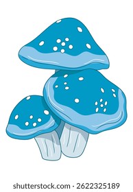 Colorful mushroom illustration featuring detailed caps and stems, ideal for botanical designs, nature-themed prints, fairy tale art, or educational materials.