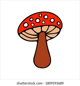 Colorful mushroom illustration in vector. Flat mushroom icon