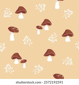 Colorful Mushroom Pattern Design with pink background