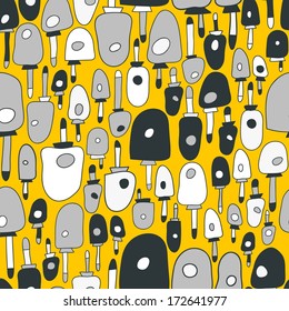 Colorful mushrooms continuous seamless pattern. 