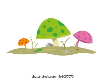 Colorful Mushrooms. Editable Clip Art.