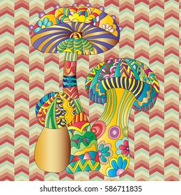 colorful mushrooms on an abstract background