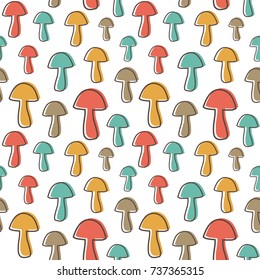 Colorful mushrooms. Simple seamless vector pattern.