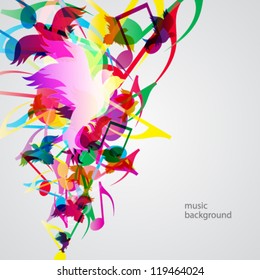 Colorful music background with bright musical design elements.