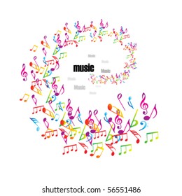 Colorful music background with clefs