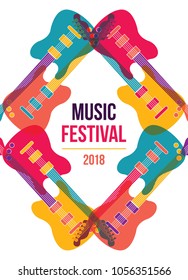 Colorful music background. Music festival. Music party poster. Vector illustration