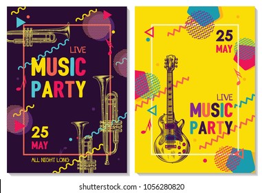 Colorful music background. Music festival. Music summer party. Vector illustration