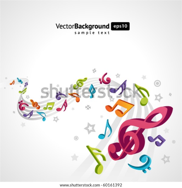 Colorful Music Background Fly Notes Stock Vector (Royalty Free ...