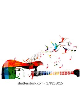 Colorful music background with guitar.