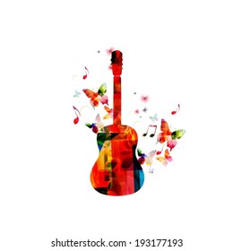 Colorful Music Background With Guitar