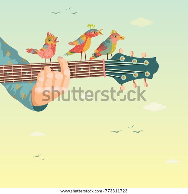 Colorful Music Background Guitar Birds Music Stock Vector (Royalty Free ... Rainbow Piano Backgrounds