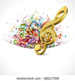 Colorful music background with notes. Vector background. 