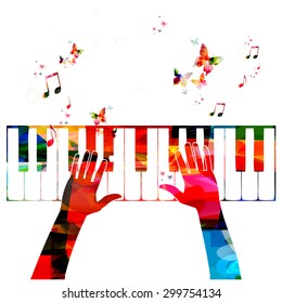 Colorful music background with piano