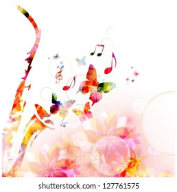 Colorful music background with saxophone. Vector