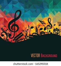 Colorful music background. Vector