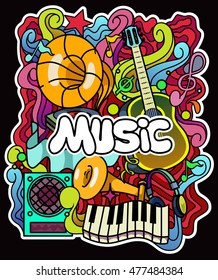 Colorful music background. Vector illustration. Place for text.