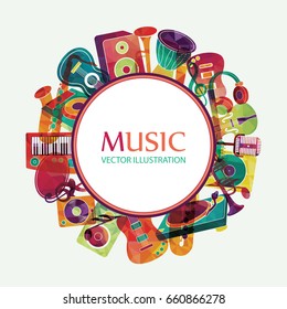 Colorful music background. Vector illustration