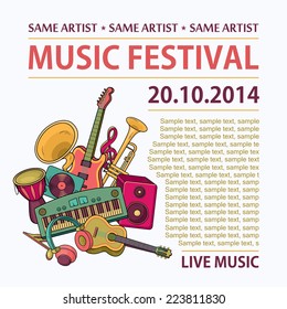 Colorful music background.Vector illustration