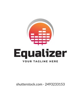 Colorful music bars visualization vector graphic design template.