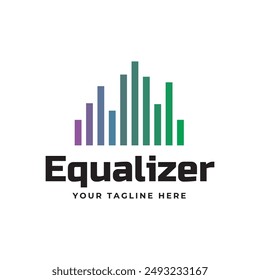Colorful music bars visualization vector graphic design template.