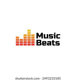 Colorful music bars visualization vector graphic design template.