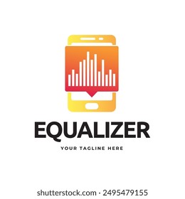 Colorful music bars visualization vector graphic design template.
